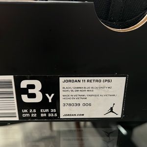 Jordan 11 retro kids 3Y